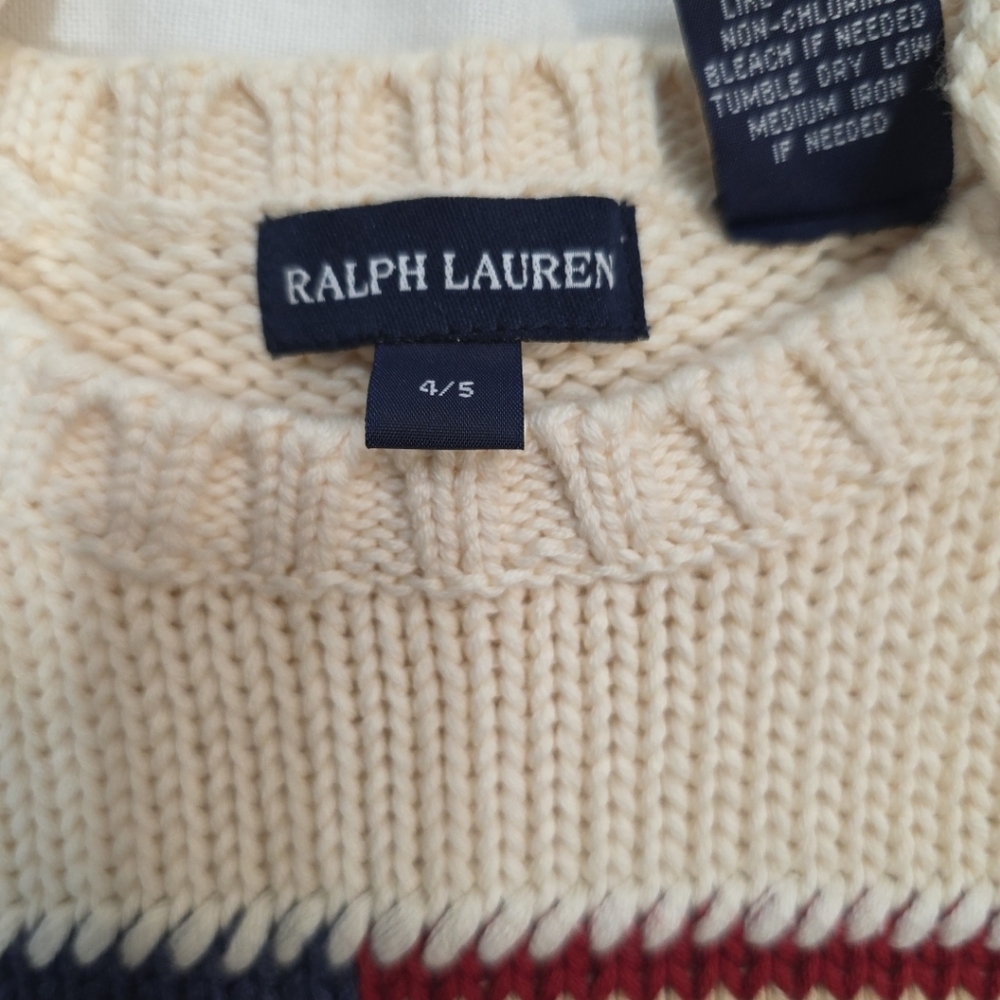 Vintage Ralph Lauren American Flag Cotton Sweater Made in Japan Unisex 4/5 - Picture 5 of 13